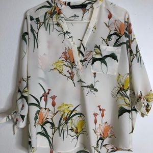 Zara Floral Print Loose Blouse